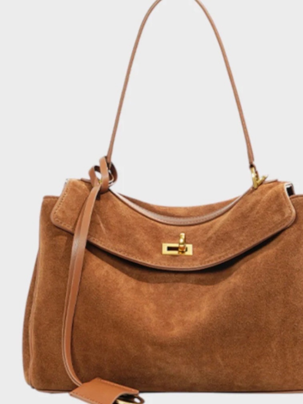 Suede Shoulder Bag in Tan - Classic Women’s Handbag- brand new , never used! - Picture 6 of 11